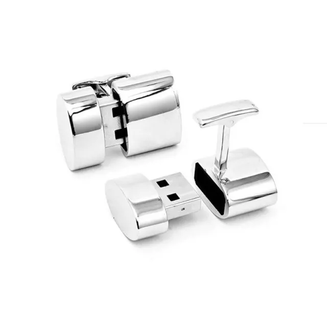 16gb USB Flashdrive Memory Cufflinks Silver Round Novelty Gift Quick UK Dispatch