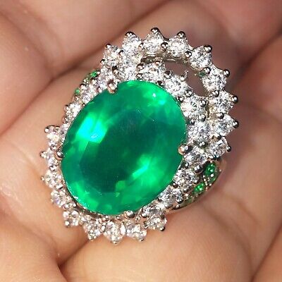 BIG! 10.50 ct NATURAL  DOUBLET EMERALD RING,925 STERLING SILVER,SIZE 6.25