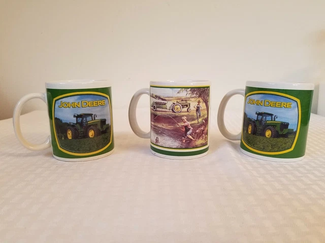 John Deere Licensed Coffee Mug Cup Tractor farm moline IL.Lot of 3 Assorted