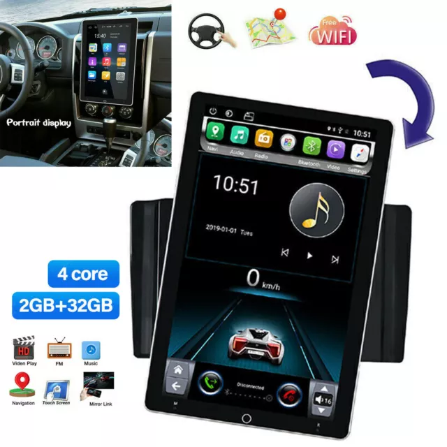 Double 2 DIN Rotatable Android 13 Car Stereo Radio 10.1'' Touch Screen  GPS Wifi