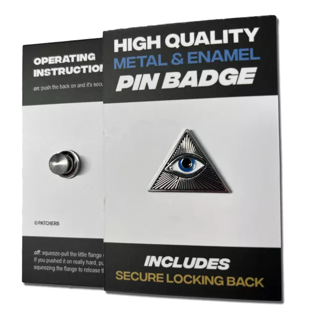 Masonic All Seeing Eye Metal & Enamel Pin Badge with Secure Locking Back