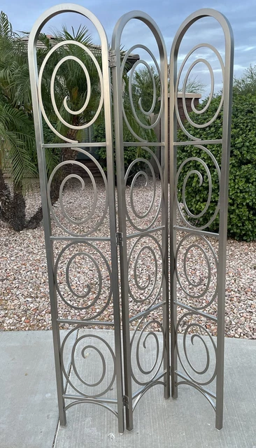 Ethan Allen Radius Screen Three Panel Brushed Nickel Room Divider 07 9560