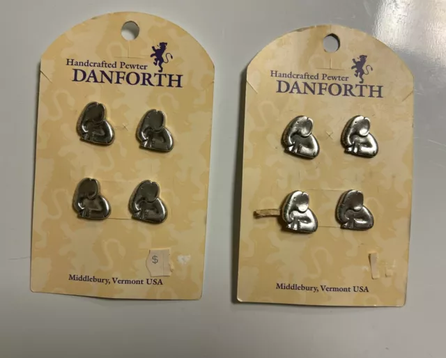 NEW Vintage Signed "DANFORTH Pewter 1984 M.V.B." ELEPHANT Novelty 8 Buttons