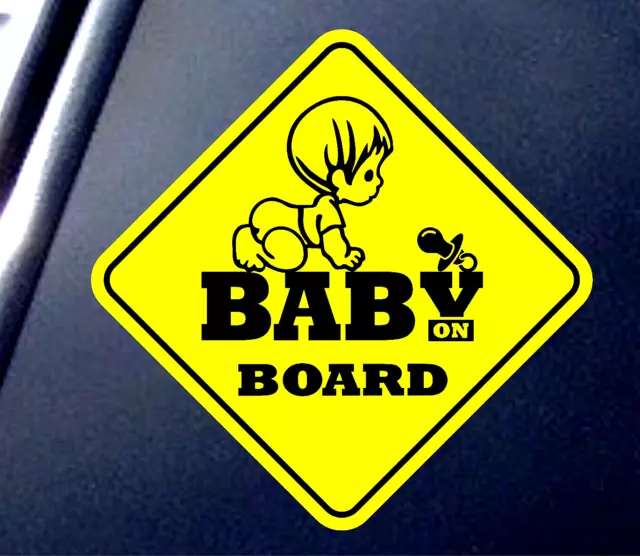 BABY ON BOARD VINYL STICKER DECAL SIGN Child Safety Car Window  Bumper Yellow