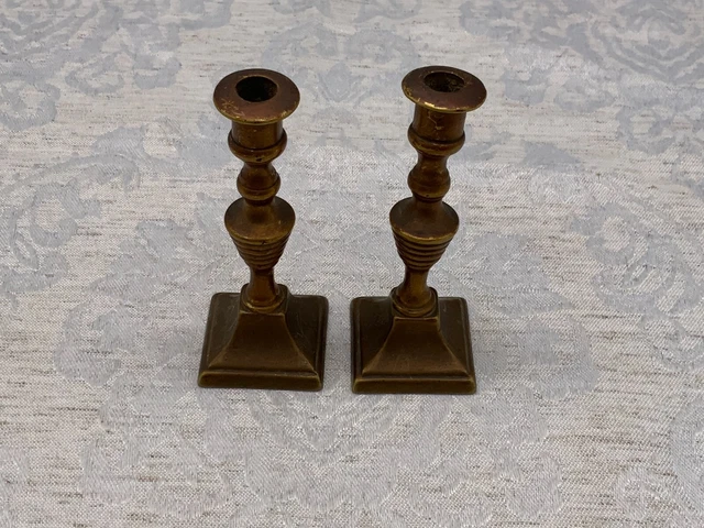 Paar Miniatur Kerzenleuchter Aus Messing