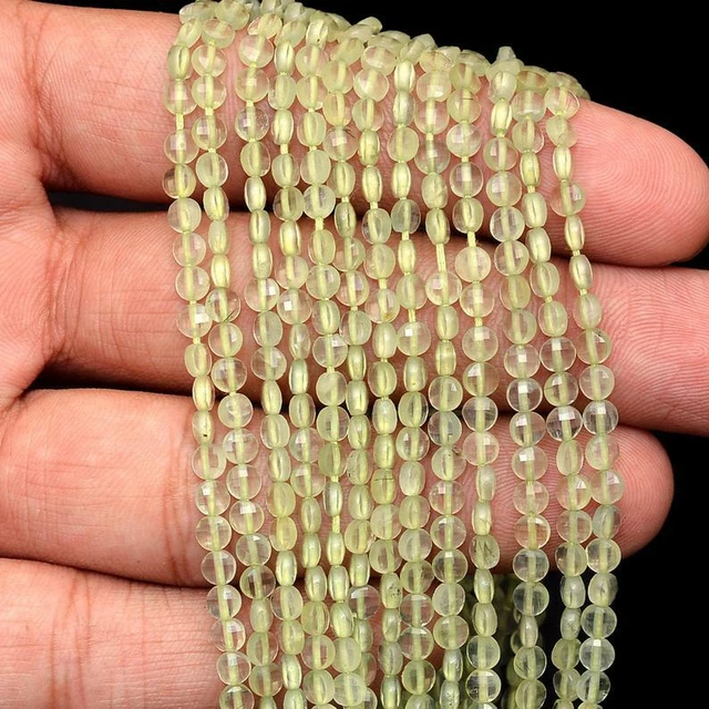 Naturel AAA Prehnite Gemme 3mm-4m Pièce Forme Checker Coupe Facettes Perles 33cm