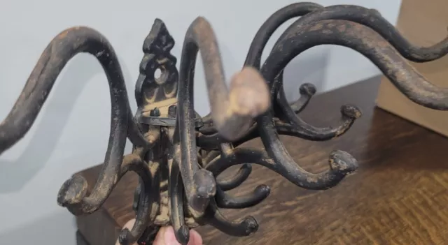 Vintage Cast Iron Wall Hanger Swivel Coat Rack Victorian Antique