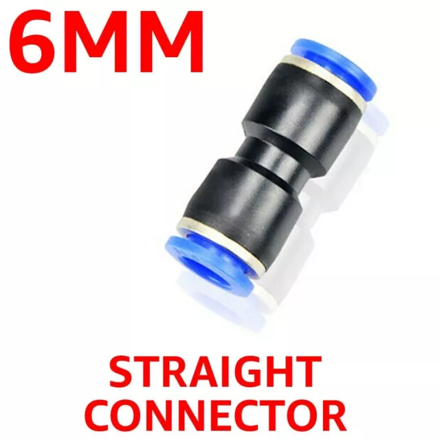 10X Pneumatic Air 2 Way Quick Fittings Straight Push In Connector 6mm Tube Hose