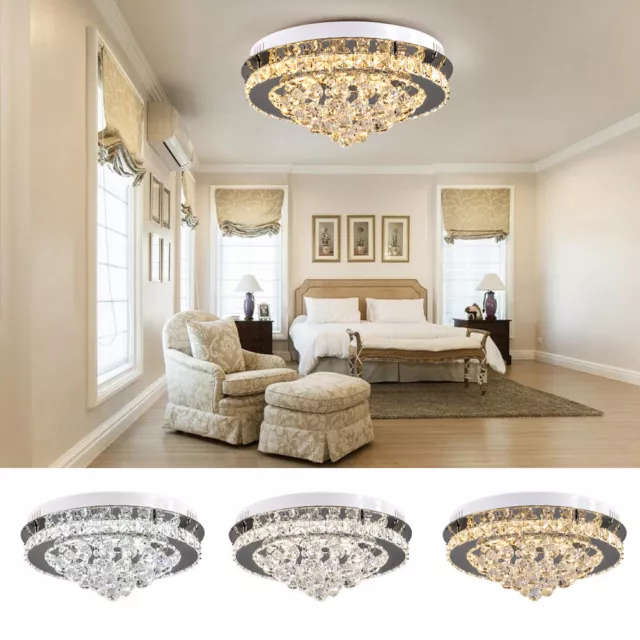 LED Round Crystal Ceiling Light Chandelier Luxury Pendant Lamp for Living Room