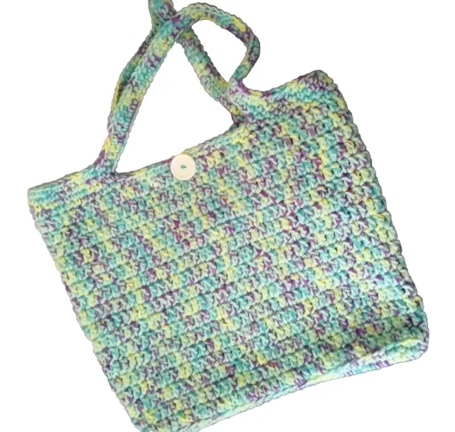 Handmade Crochet Shoulder Bag, Blue Pink Beige Crochet Bags, Crochet  Handbags