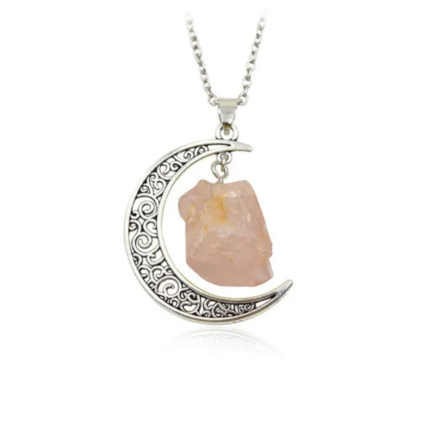 Natural Quartz Crystal Gemstone Pendant Chakra Healing Necklace Jewelry w/Chain