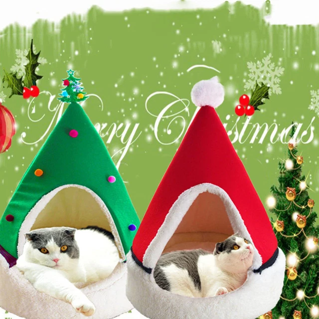 1pc plush hamster house Winter Warm Closed Pet House Weihnachtsbaumförmiges Kat