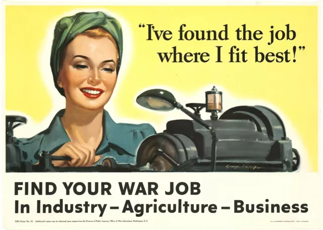 art work I've found the job where I fit best 1943 world war propaganda poster