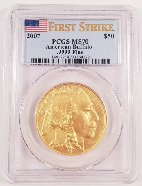 2007 G $50 Or Américain Buffalo Classé Par PCGS Comme MS-70 Premier Frappe