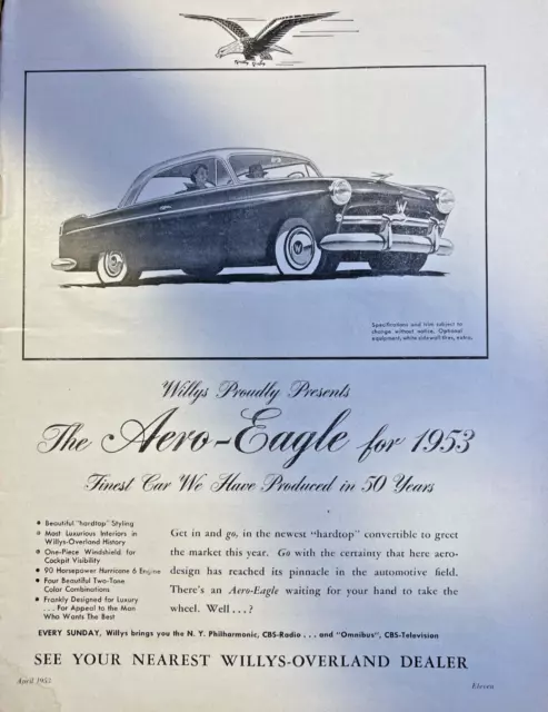 Magazine Advertisement 1953 Willys-Overland Aero Eagle