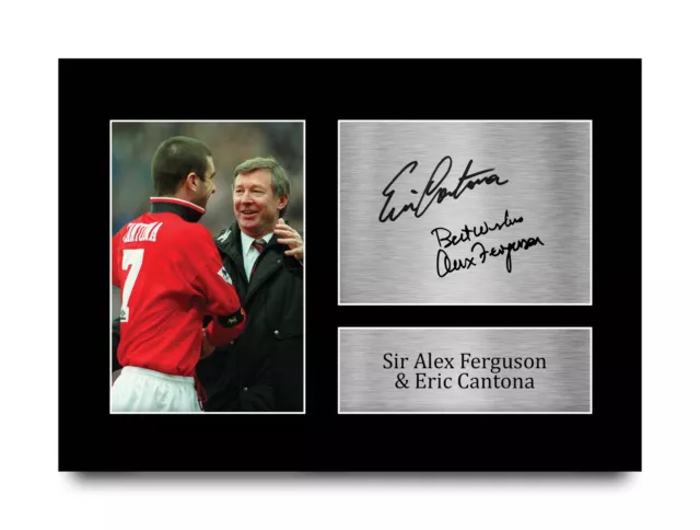 Sir Alex Ferguson & Eric Cantona Man U Signed A4 Poster for Football Fans