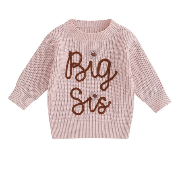 baby girl clothes 4T Embroidered  winter sweater “Big Sis”