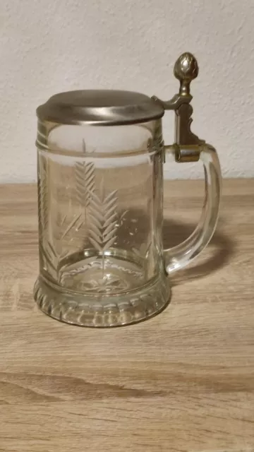 Bierkrug Mit Zinndeckel Aus Glas - Nur Als Deko Deko Verwendet