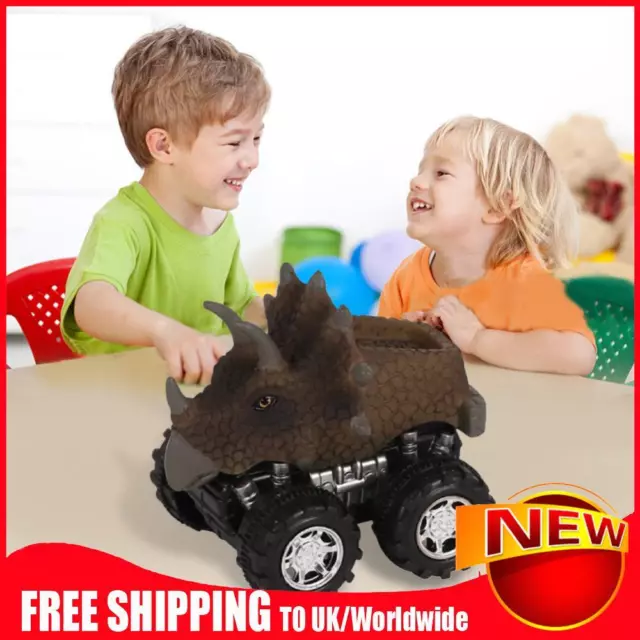 Dinosaur Car Toy Pull Back Dino Cars Toy Large Wheel for Kids (Triceratops)