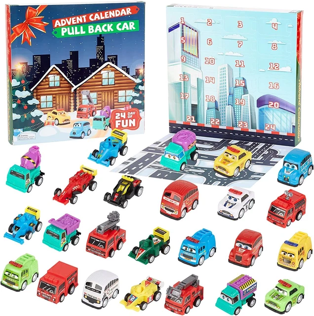 ADVENT CALENDAR CHRISTMAS Countdown Calendar 24Pcs Pull Back Car Boys