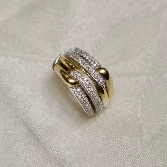 Single David Yurman 925/18K Pave Diamond Labyrinth Double Loop Earring. One Only