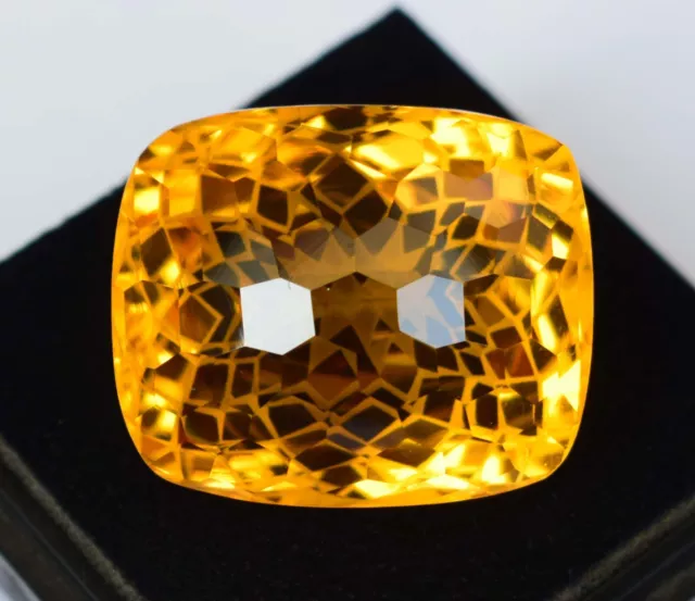 NEW Top 104 CT Flawless Brazil Yellow Citrine Cushion Cut Loose Gemstone