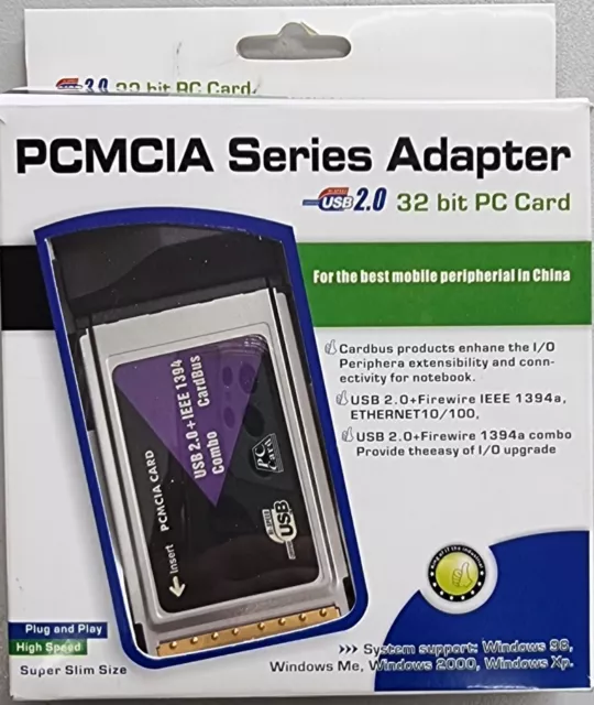 PCMCIA 32 bit USB 2.0 + Firewire IEEE 1394a 6pin and 4pin PC Card