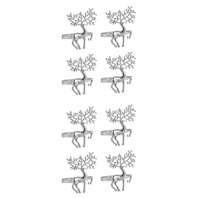 8 Pcs Napkin Adornments Banquet Ring Deer Rings Metal Buckle Christmas Circle