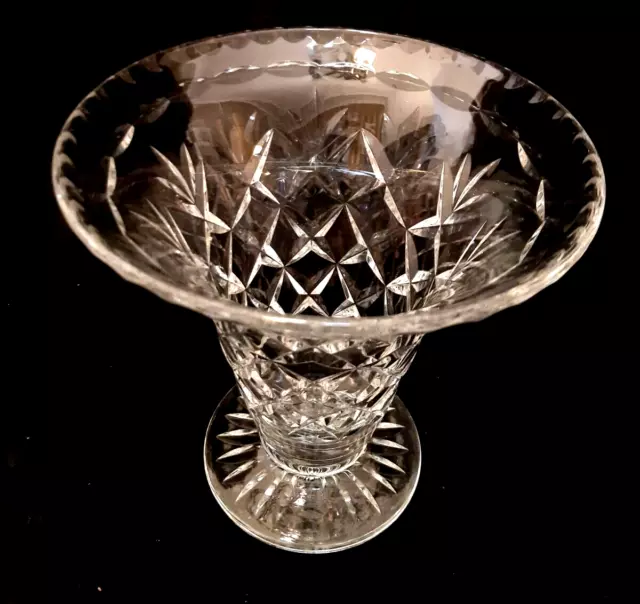 Vintage STUNNING LARGE Webb Corbett Crystal Vase - Diamond Cut Glass  7" England 2