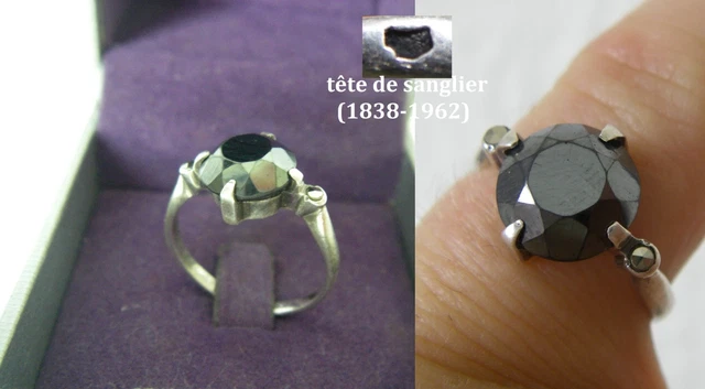 Bague Ancienne Argent Massif 925 – XIXe, Poinçon Tête De Sanglier, Décor De Roses, Taille 58