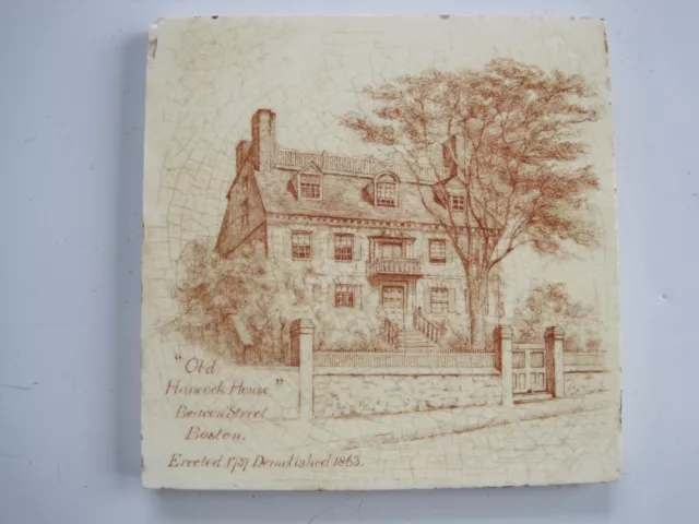 Antique Victorian Mintons Brown On Cream 6" Wall Tile  - Old Hancock House C1895