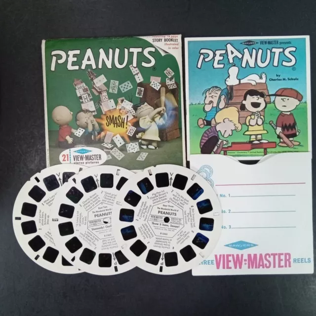 VTG 1966 View-Master The Wonderful World of Peanuts Complete 3 reel packet B536