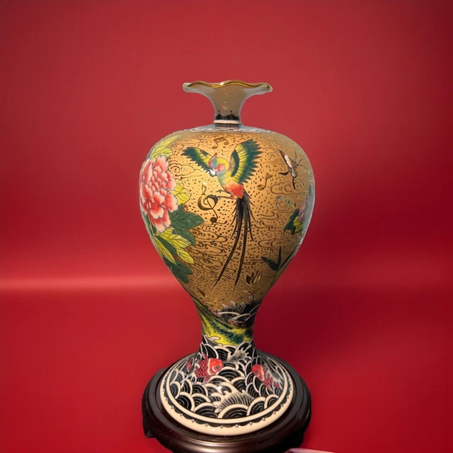 中国大清乾隆年製款洋彩軋道花鳥棒槌瓶サイズ高さ約42CM径19CM