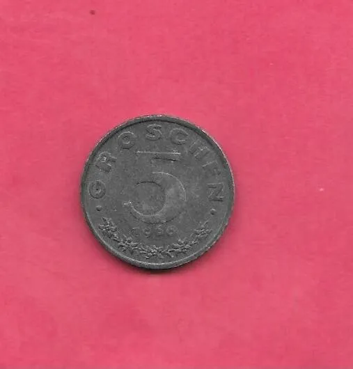 Austria Austrian Km2875 1966 Uncirculated-Unc Old Vintage Zinc 5 Groschen Coin