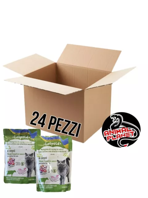 Confezione di cibo umido per gatti Leopold Cibo24 pz, 100 g cad