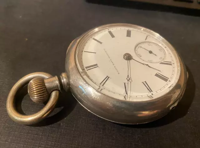 Elgin 18s key wind Coin silver Pocket Watch 1873