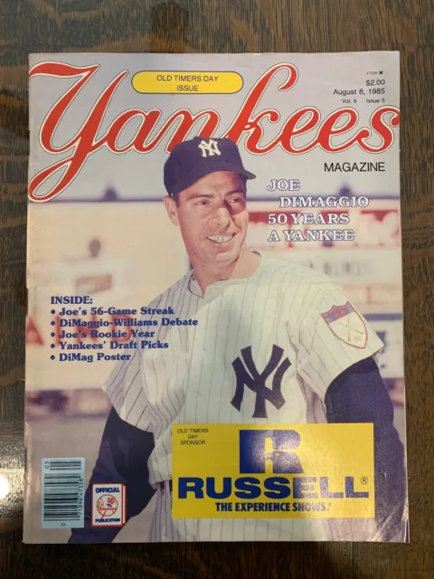 Yankees Magazine Aug 8 1985 Joe DiMaggio Old Timers Day Issue
