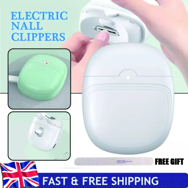 USB Electric Nail Clippers Automatic With Light Trimmer Nail Manicures Cutter UK