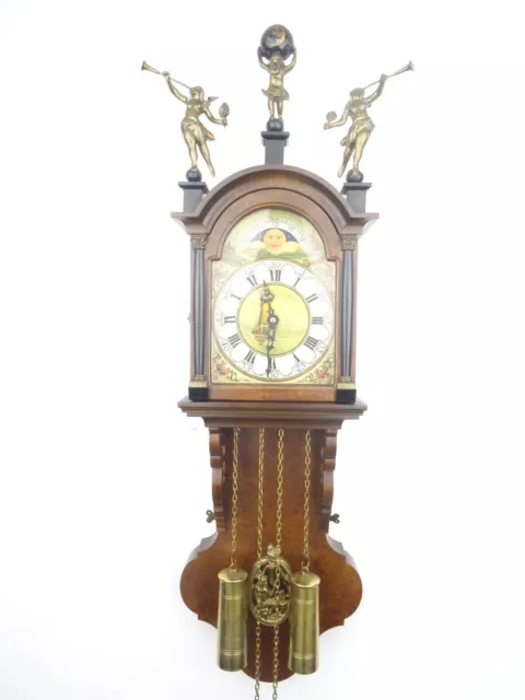 Vintage Antique Dutch Friesian 8 Day Moonphase Wall Clock (Zaanse Sallander era)