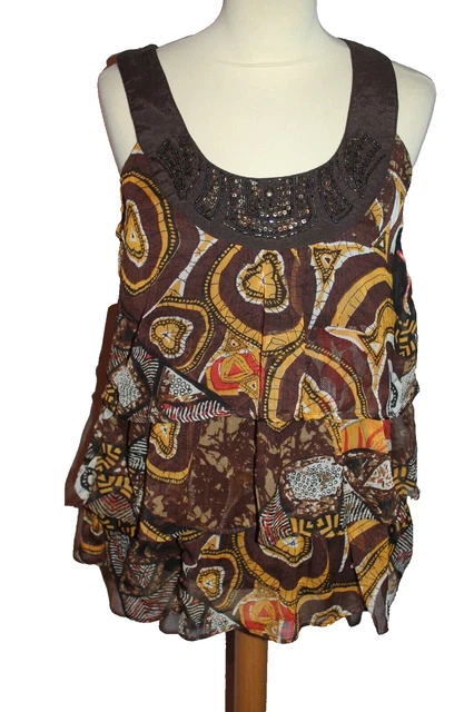Haut Tunique Voile Femme L&S DIFFUSION - Taille XL Avec Sequins Et Strass - Occasion Très Bon état