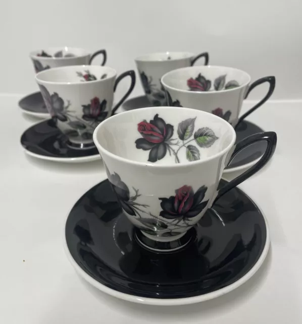 Royal Albert "Masquerade" Cups & Saucers For 5 Cups & Saucers, Vgc