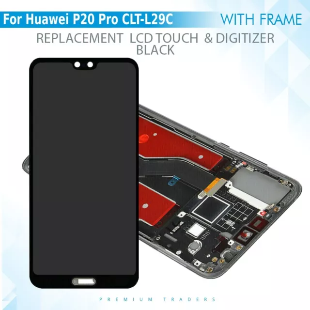 Huawei P20 Pro With Frame Replacement LCD Touch Screen Digitiser Assembly BLK UK