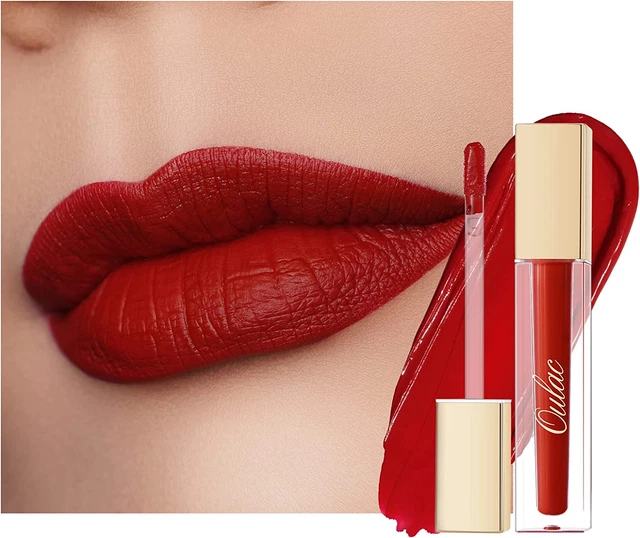 ✅ Rossetto Rosso Matte Lunga Durata,Liquido Impermeabile Resistente Lucidalabbra