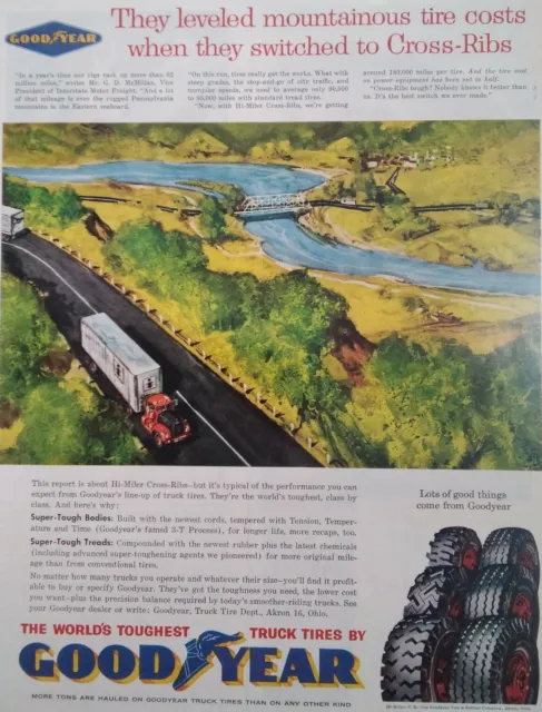 Goodyear Print Ad Original Vintage 1960s Tires Truck Pennsylvania Interstate USA