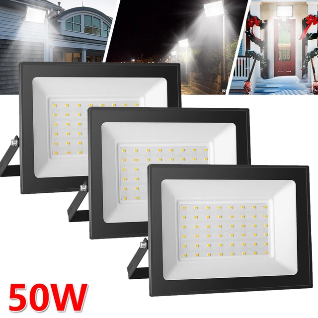 3 Stück 50W LED Fluter Flutlicht Außenlampe Scheinwerfer Baustrahler Kaltweiß DE