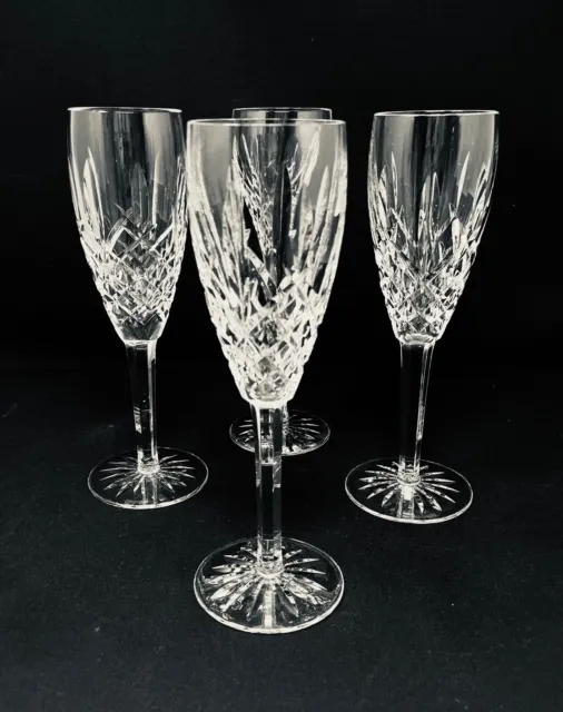 Set Of 4 Araglin Waterford Crystal 8 1/2" Champagne Flutes Excellent Condition