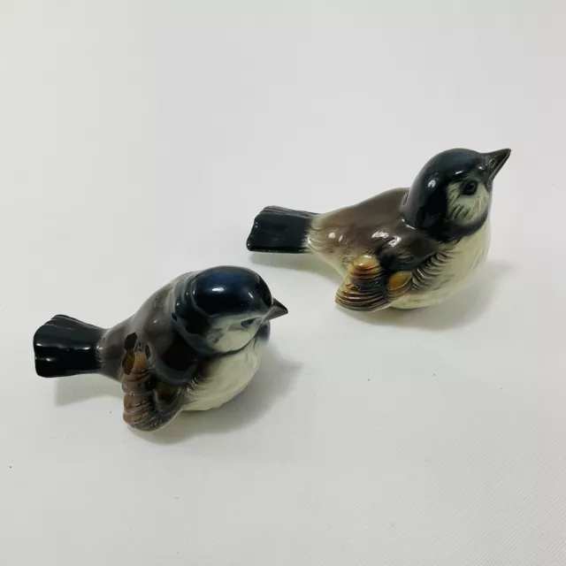 Vintage Goebel West Germany Sparrow Bird Figurine Cv72 Cv74 Set Porcelain Brown