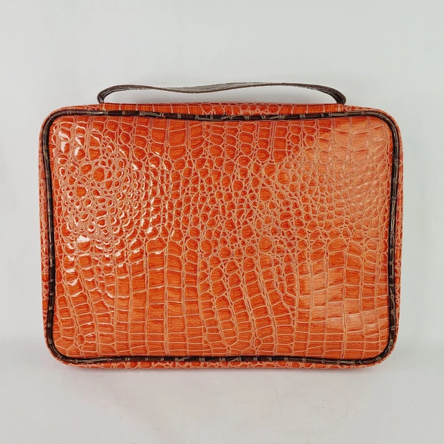 Samantha Brown Croc Orange Makeup Travel Toiletry Bag Packing Organizer Zip Case 3