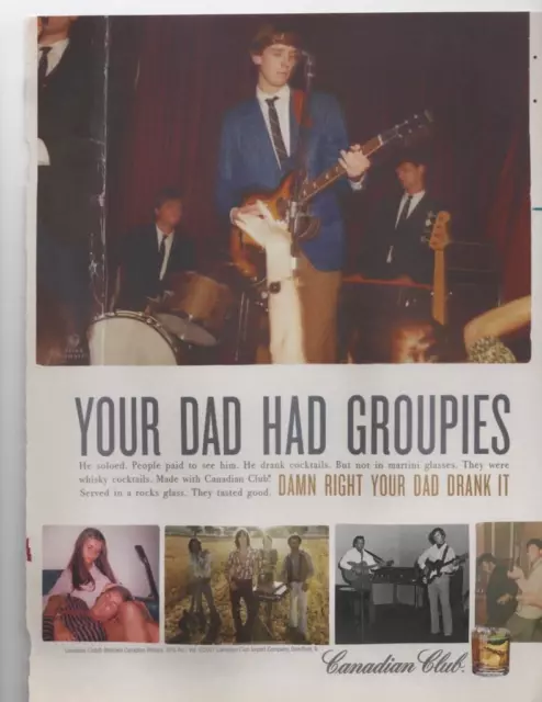 Canadian Club Print Ad-"Your Dad Had Groupies" Music Band Bar Decor Ad