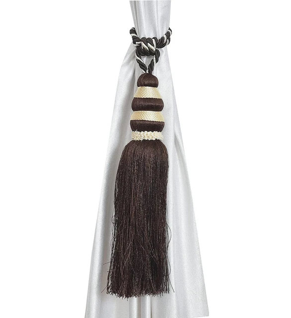 Beautiful Polyester Tassel Rope Curtain Tieback color Brown set of 2 Pcs